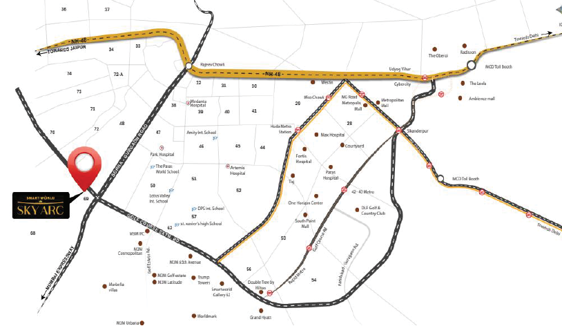 smart-world-sky-arc-sector-69-gurgaon-location-map